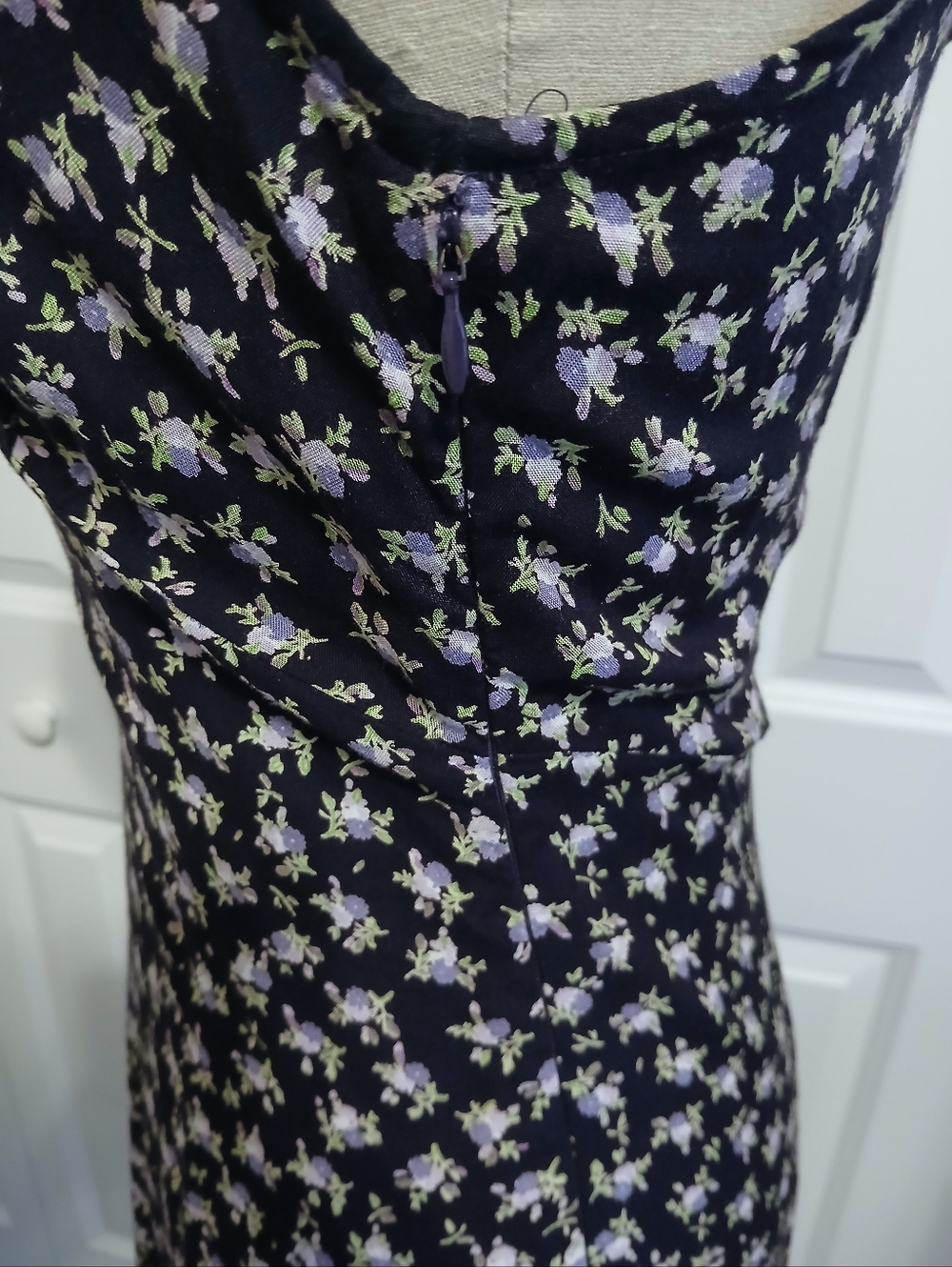 Like New Vintage 1990's Y2K MODA International Purple Floral Print Dress Size 6 - Picture 3 of 6
